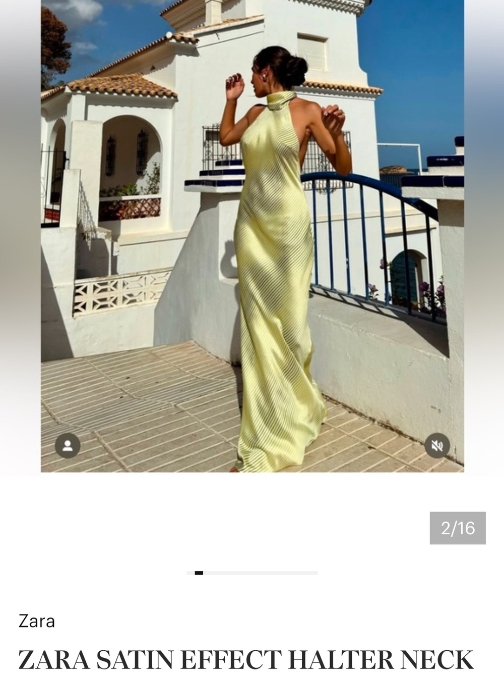 Zara Yellow Satin-Effect Halter Neck Maxi Dress